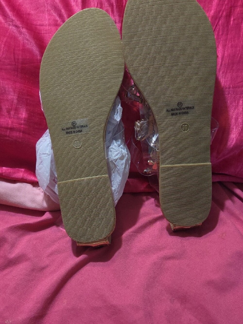 Crystal-Embellished Clear Strap Roman Sandals - Pink by Fashion Nova - Picture 4 of 4
